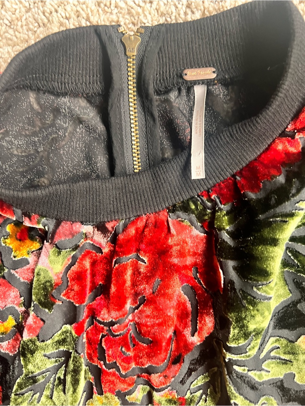 Free People Black Velvet Floral Embroidered Tunic - Picture 2 of 3